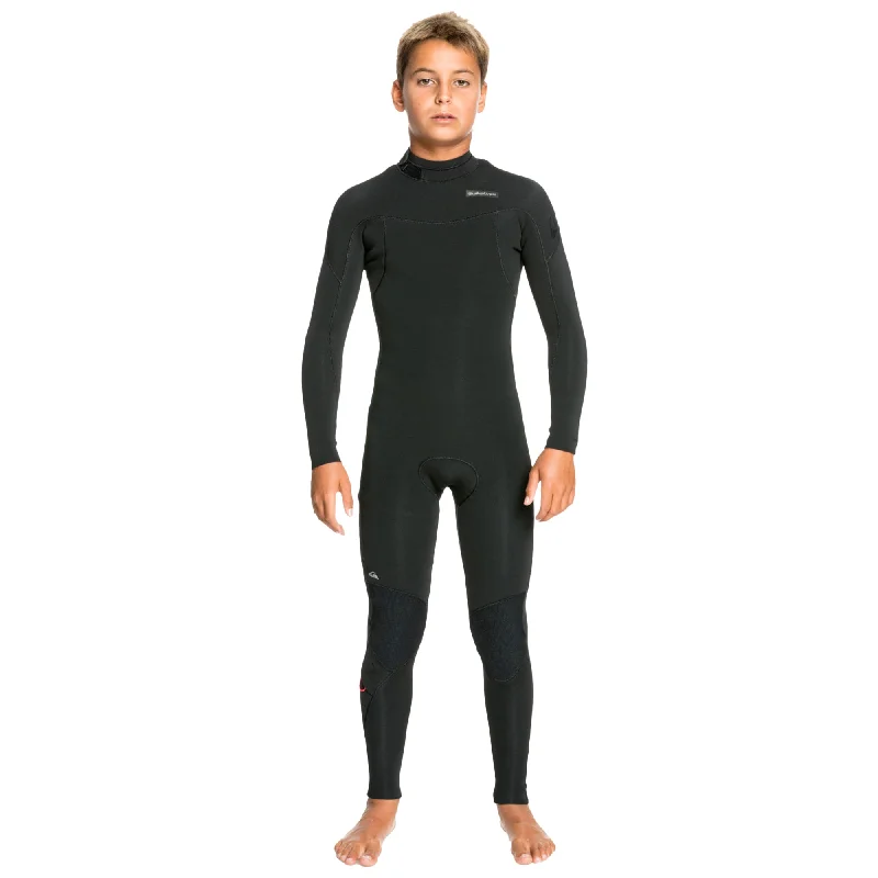 surfboards for high-speed rides-Quiksilver 3/2 Every Day Sessions Youth Boy's Back-Zip Wetsuit