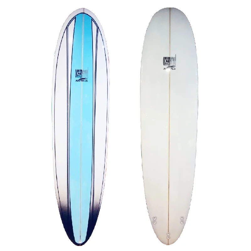 best surfboards for all-around use-7'6 Mini-mal Surfboard Blue Stripe