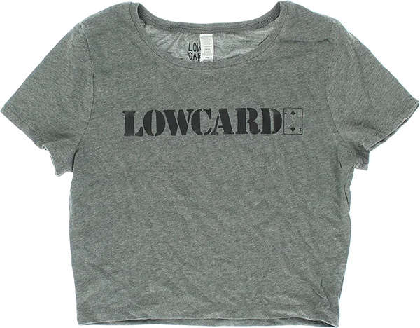 surfboards for relaxed cruising-Lowcard Logo Crop Top XS/Size: SMALL Heather Grey/Black