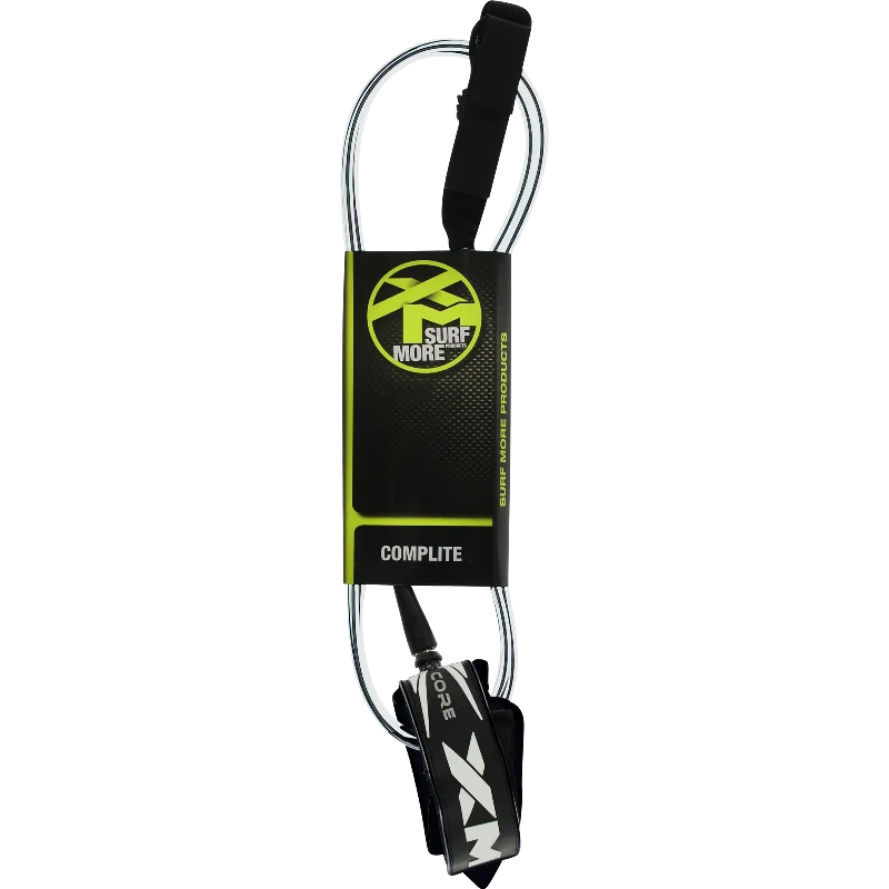 surfboards with efficient paddling for long waves-Surf More XM Core Ds Complite Leash 8' Black