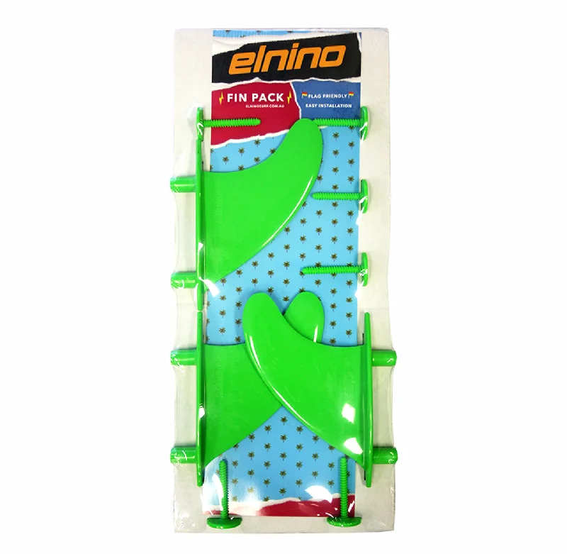 surfboards with adjustable fin setups-ELNINO SOFT FIN PACK LIME GREEN