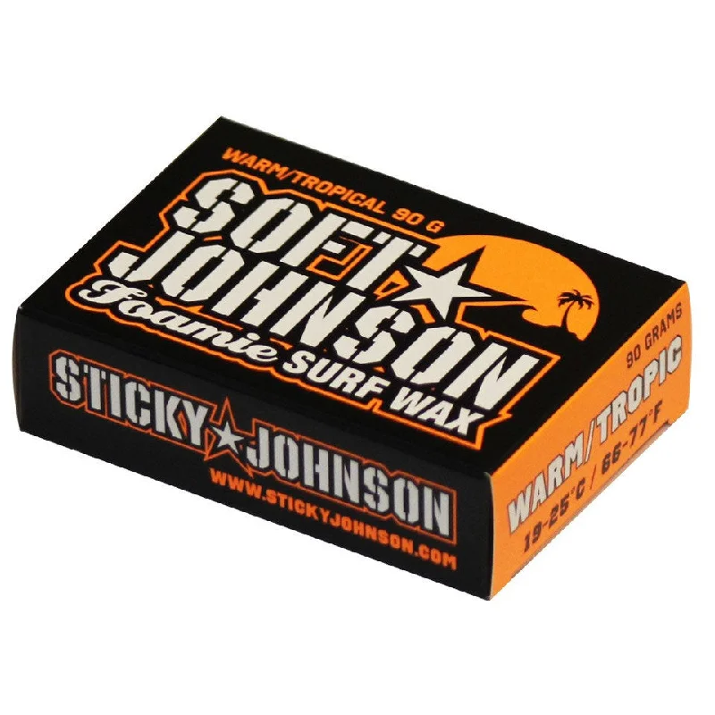 surfboards with great rail control-STICKY JOHNSON SOFT JOHNSON WARM/TROPICAL WATER FOAMIE WAX