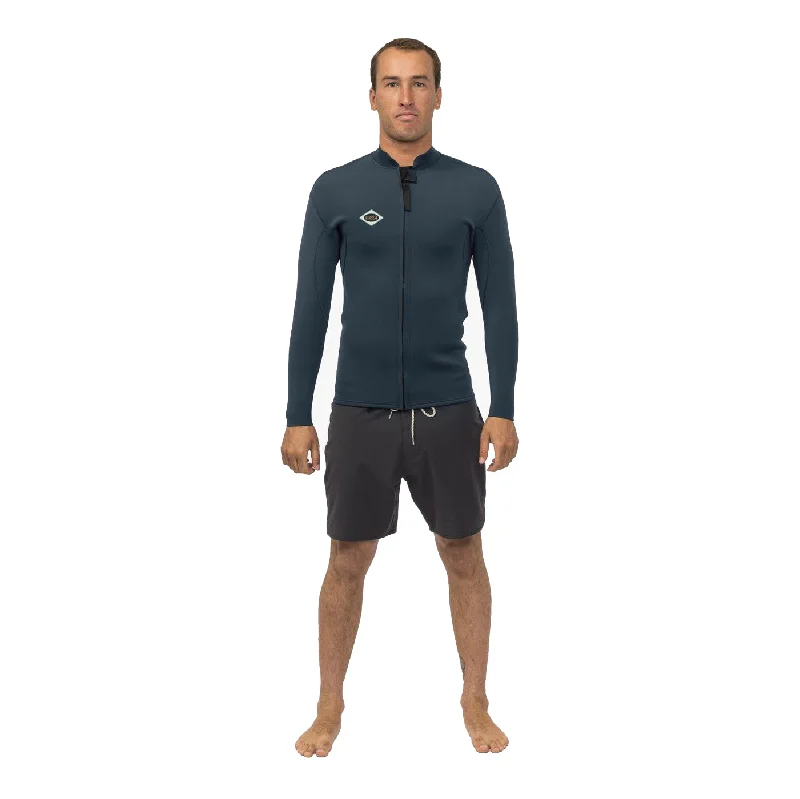 surfboards for quick bottom turns-2mm Mens Vissla Solid Set Front Zip Jacket - DKN - Dark Navy