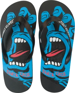 surfboards for big waves-Santa Cruz Screaming Hand Flops Black Size 9 Sandals