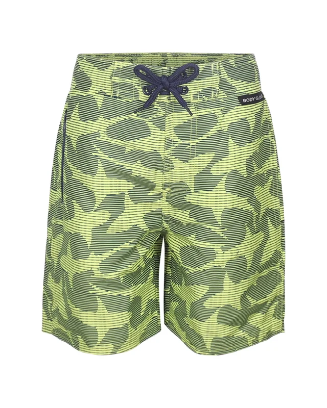 surfboards for ultimate maneuverability-Toddler Boys' Striped Shark-Print Swim Shorts - Lime Green