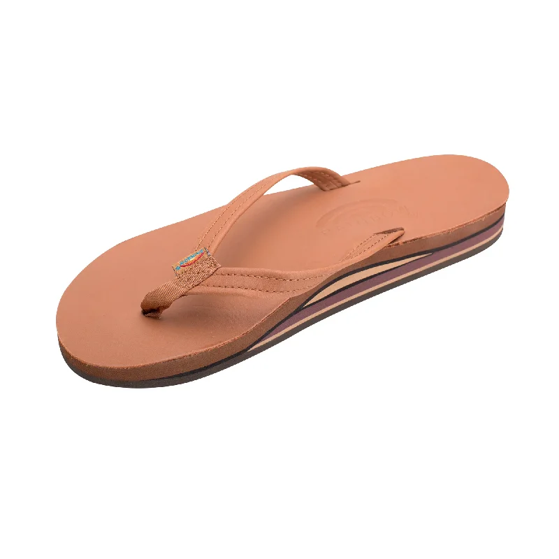 surfboards for expert riders looking for performance-Rainbow Double Skinny Premier Leather Women's Sandals - Tan/Brown