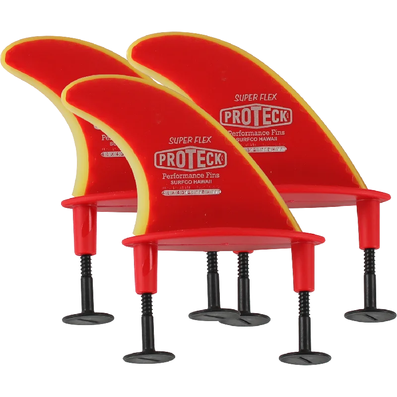 surfboards for pro-level maneuvers-Proteck Super Flx Softboard Fins 4.5 - Flange & Post Red - SET OF 3pcs