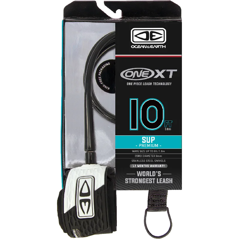 surfboards for fast turns-O&E Ocean & Earth One XT Sup Leash 10' Black/White