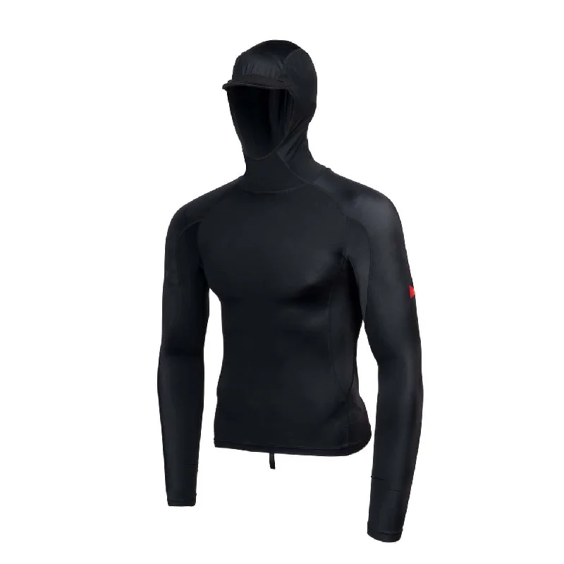 surfboards for long rides-Florence Marine X Long Sleeve Utility Pocket Hooded Rashguard - BLACK