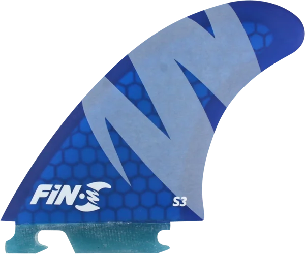 best surfboards for beginners-Fin-S S-3 Honeycomb Blue 3 Fins Surfboard FIN - 3PCS SET