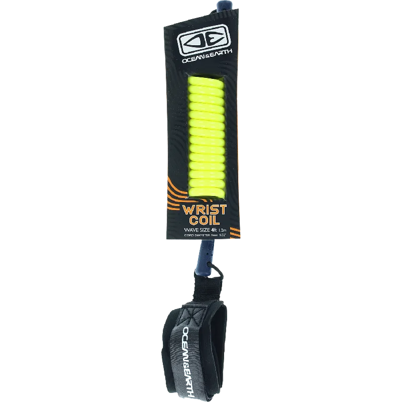 high-performance surfboards for professionals-O&E Ocean & Earth Bodyboard Basic Wrist Coiled Leash Yellow