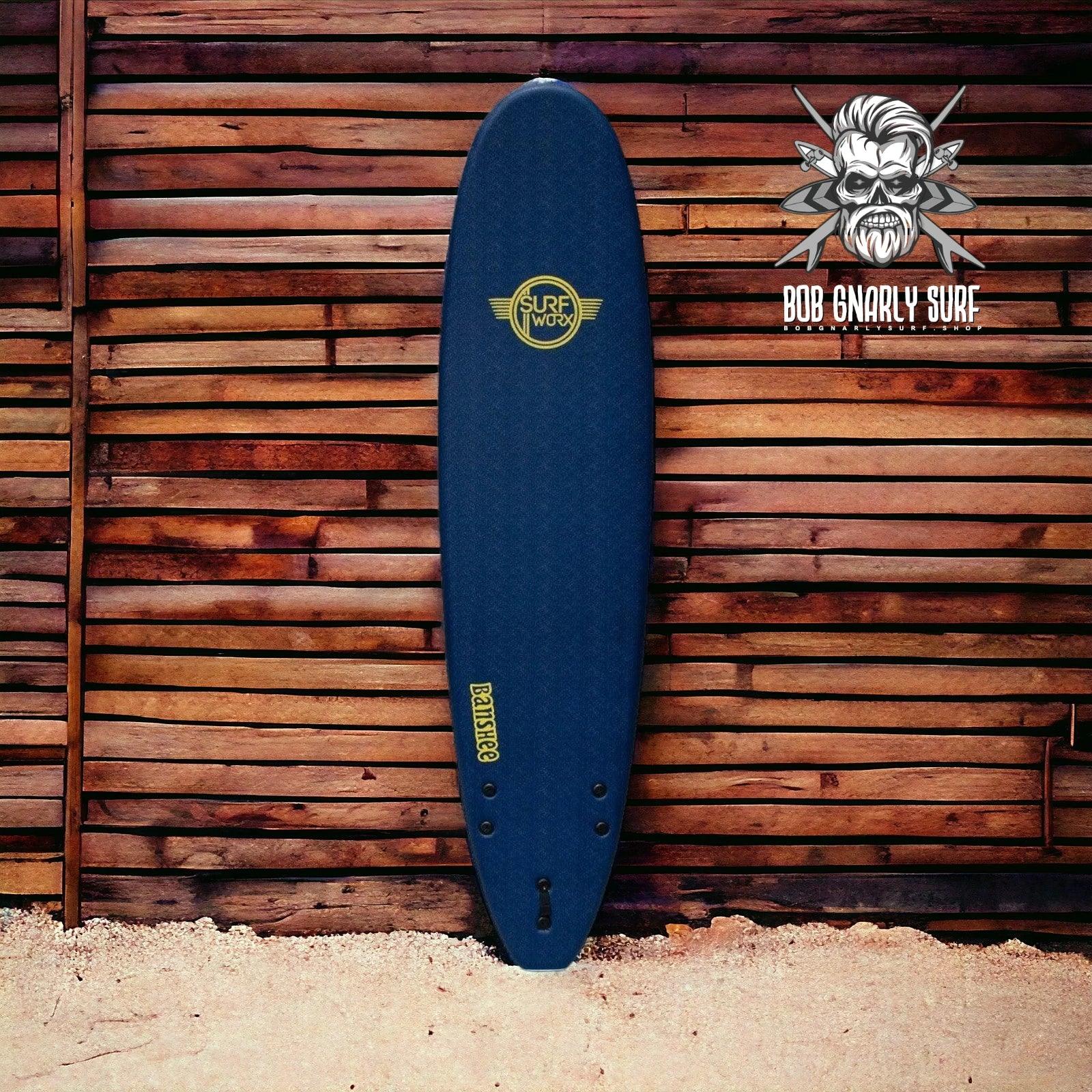 surfboards with minimal maintenance-Surfworx Banshee Mini Mal Soft Surfboard 8ft 0 Midnight Blue