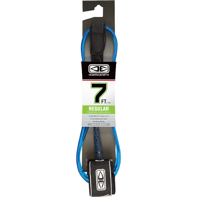 surfboards for freestyle maneuvers-O&E Ocean & Earth Moulded Regular Leash 7' Blue