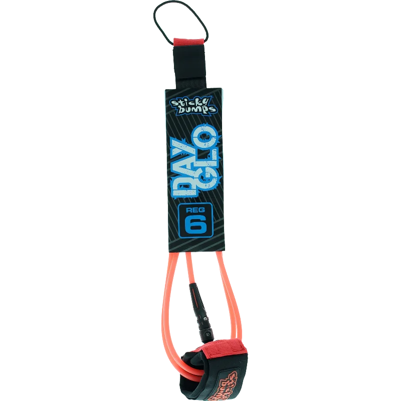 surfboards for stable rides in large surf-Sticky Bumps Day-Glo Reg 6' Leash Red