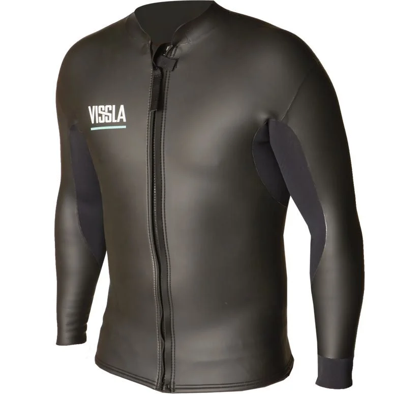 surfboards with enhanced grip for control-VISSLA MENS NORTH SEAS 2MM FRONT ZIP JACKET 2021