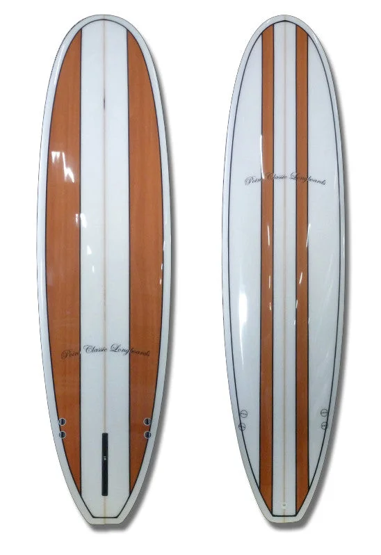 longboard surfboards for cruising-7'2 Wood Stripes Mini Malibu Surfboard