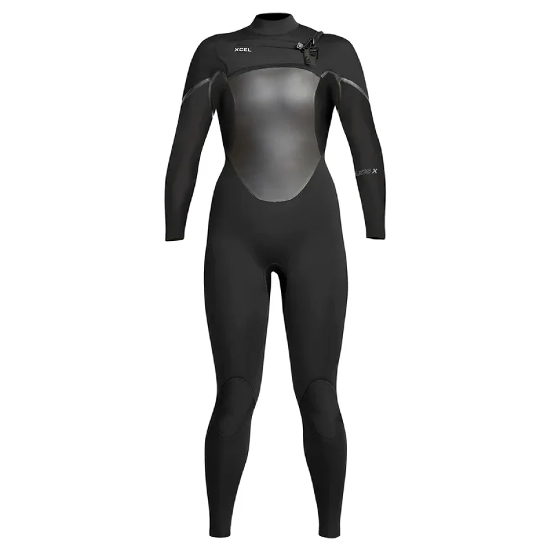 surfboards for relaxed cruising-Xcel Axis X 3/2 Chest-Zip Women's Fullsuit Wetsuit - Black