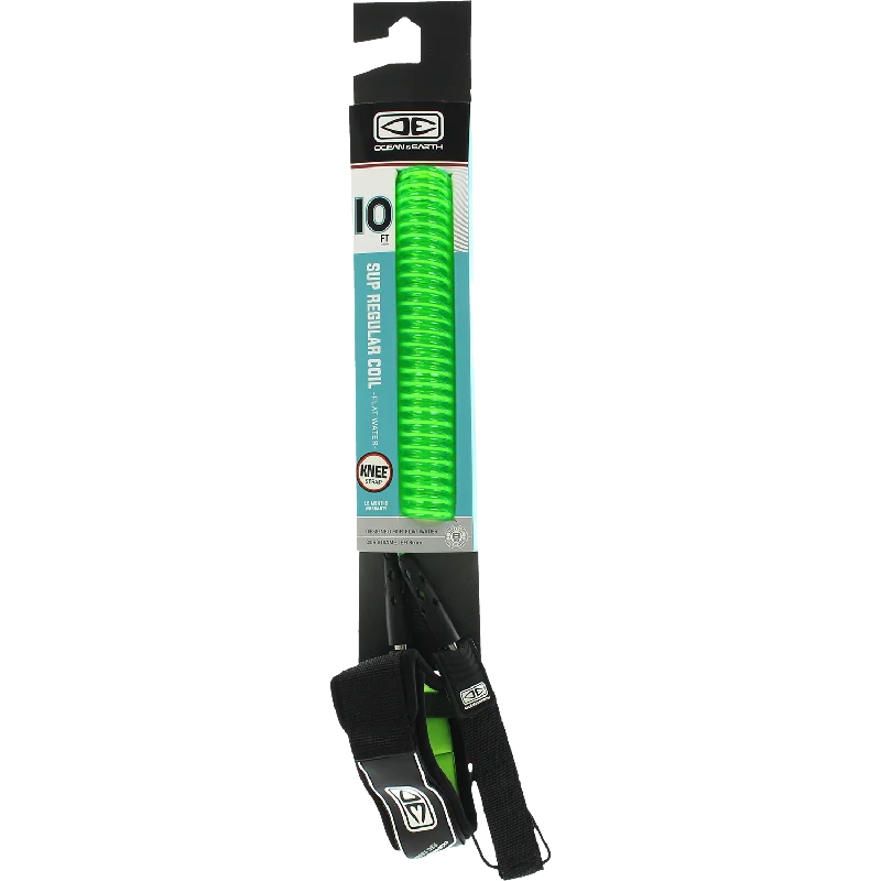 surfboards with minimal drag-O&E Ocean & Earth Coiled Knee Sup/Lb Leash 10' Lime