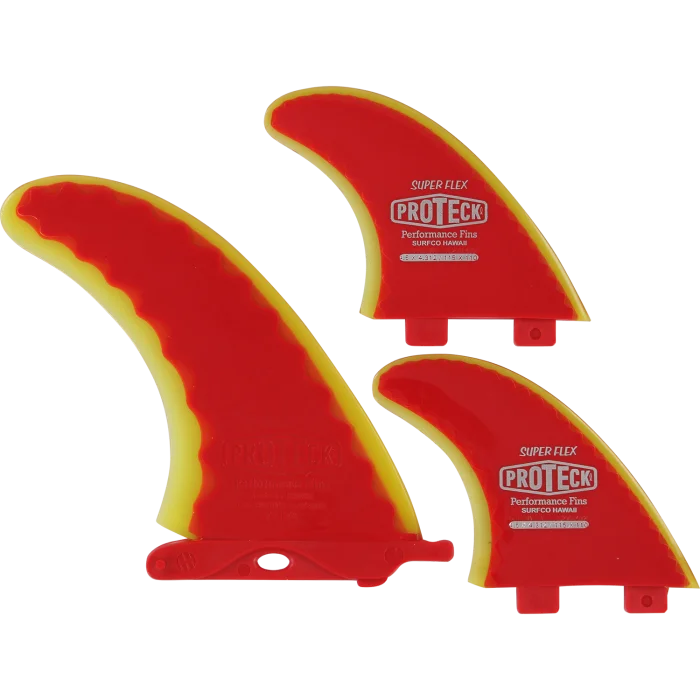 surfboards for pro-level maneuvers-Proteck Super Flex Fcs Combo 7.0+4.5 Red/Yel Surfboard FIN