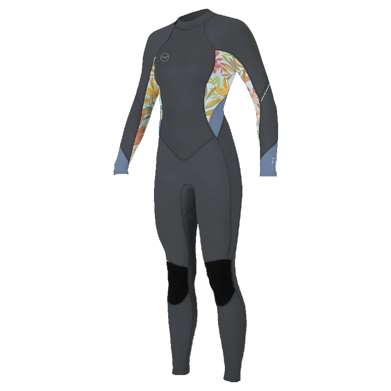 surfboards for quick response in heavy surf-O'Neill Bahia 3/2mm Women's Fullsuit Wetsuit - Graphite/Dahlia/Infinity