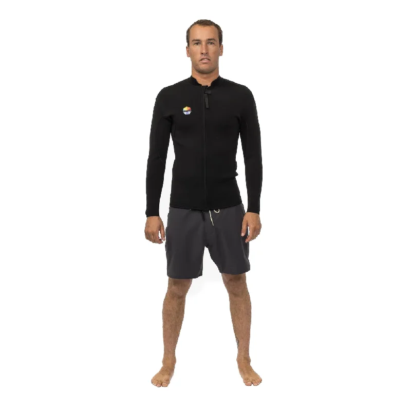 surfboards for fast, high-speed surfing-2mm Mens Vissla Solid Set Front Zip Jacket - DST - Dark Slate