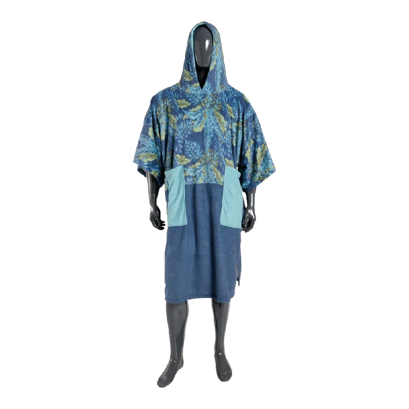 surfboards with minimal drag-PLUSH PONCHO - DUO BLUE LEAF