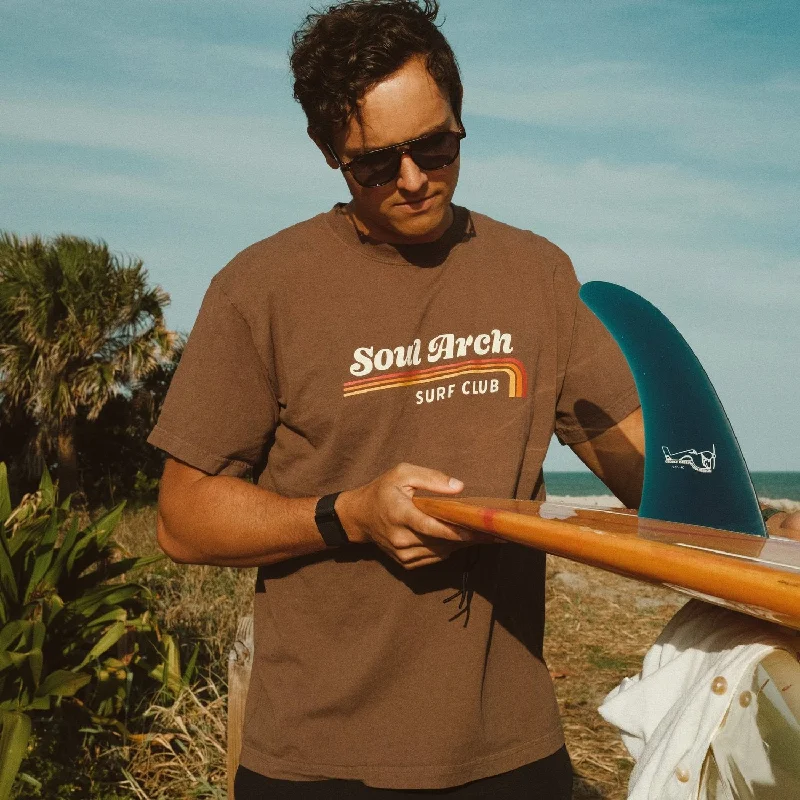 surfboards with improved tracking-Retro Supergraphic Tee - Brown