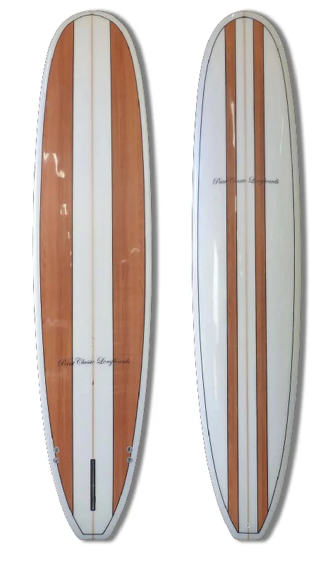 surfboards with soft-top construction for safety-8'0 Wood Stripe Mini Malibu Surfboard