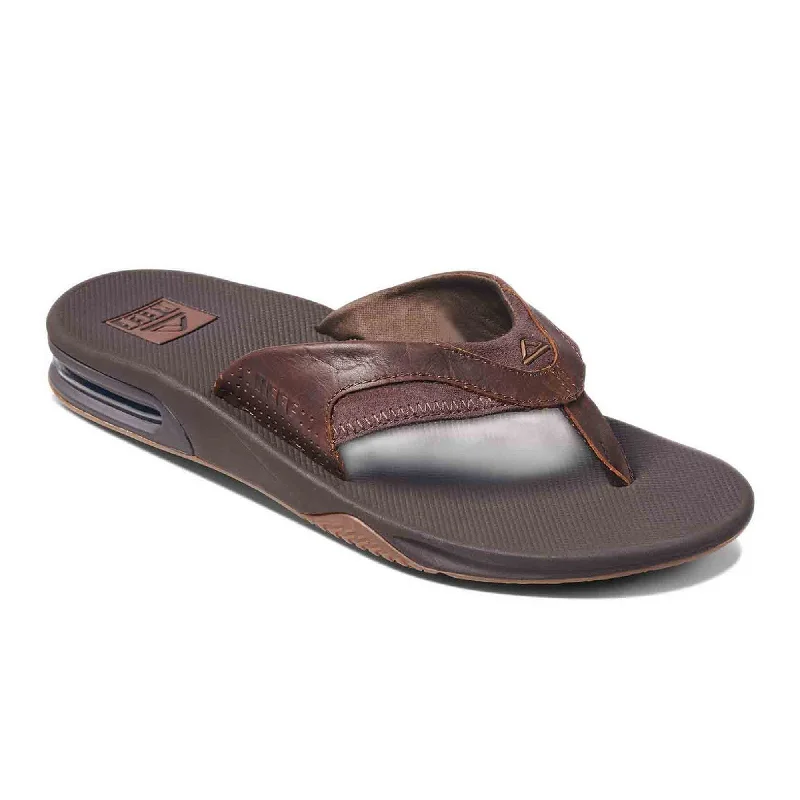 surfboards with precise rail design for carving-Reef Leather Fanning Men's Sandals - Dark Brown