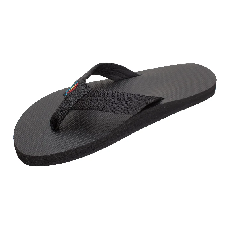 surfboards for maximum wave-catching efficiency-Rainbow Classic Rubber Single Layer Men's Sandals - Black