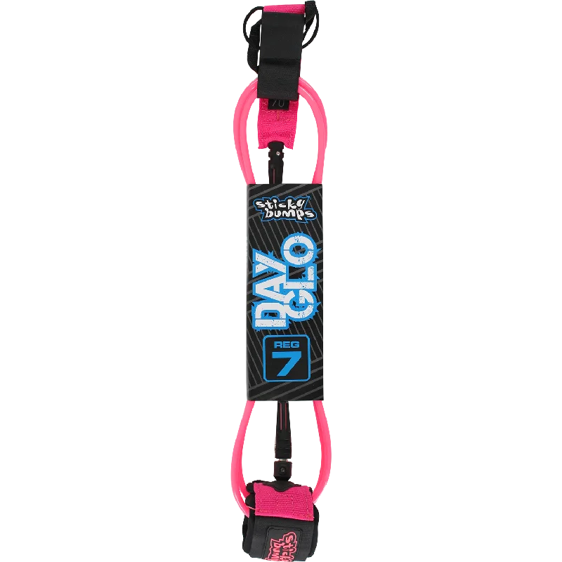 surfboards for quick bottom turns-Sticky Bumps Day-Glo Reg 7' Leash Pink