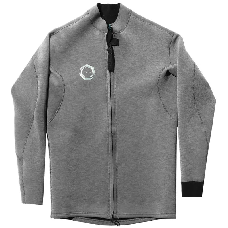 surfboards with high tail kick for pop-2mm Mens Vissla Drainer Front Zip Jacket - GRH - Grey Heather