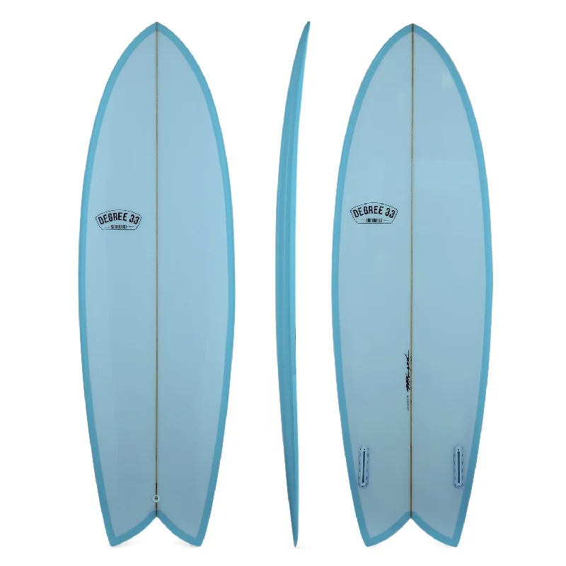 surfboards with a stable ride-6' Retro Fish Twin Fin Surfboard Blue Resin Tint (Poly)