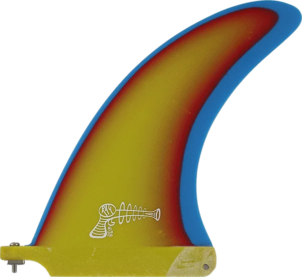 surfboards with improved tracking-Ray Gun Fiberglass Center Fin 7.5" Sunrise