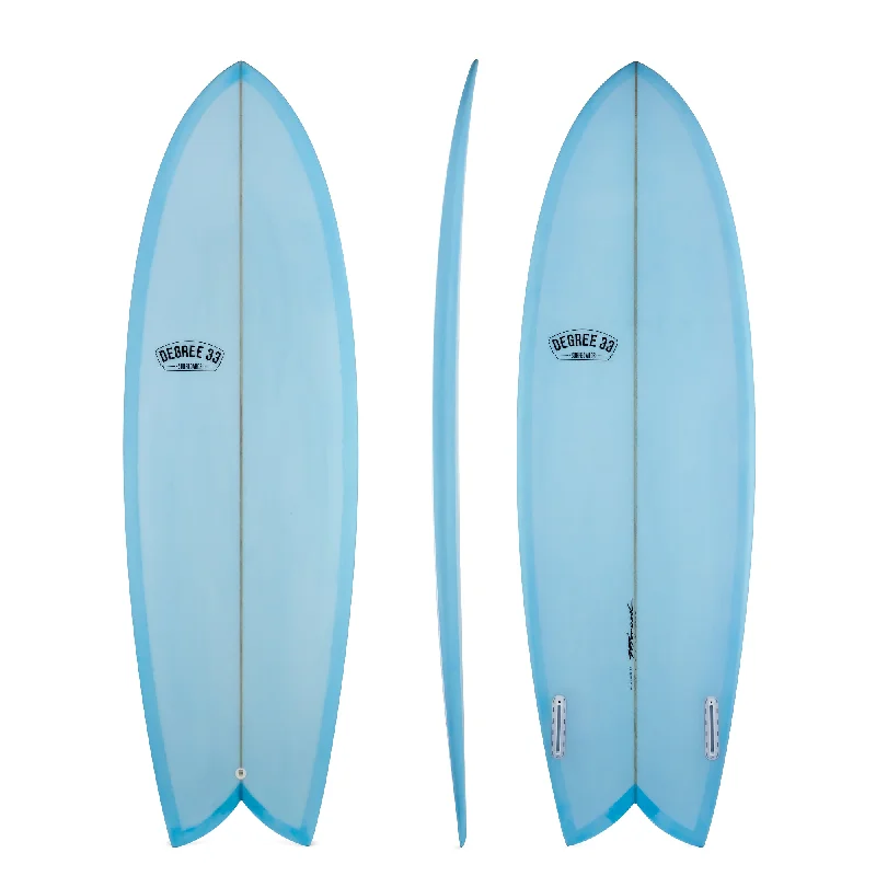 surfboards with great balance-5'10" Retro Fish Twin Fin Surfboard Blue Resin Tint (Poly)