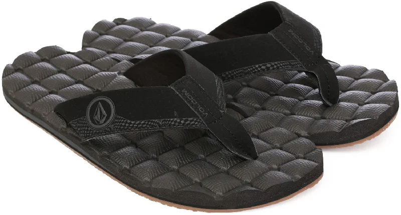 surfboards for better wave control-Volcom Men's Recliner Sandals - Black Destructo