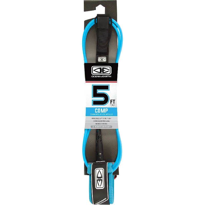 surfboards with minimal effort paddling-O&E Ocean & Earth Moulded Comp Leash 5' Blue