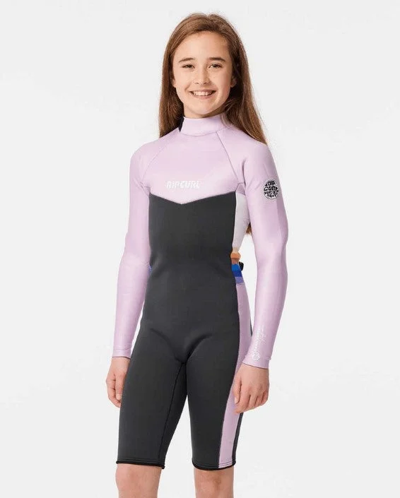 best surfboards for fast paddling-Rip Curl Girls Dawn Patrol 2mm L/s Spring Wetsuit - Sum23