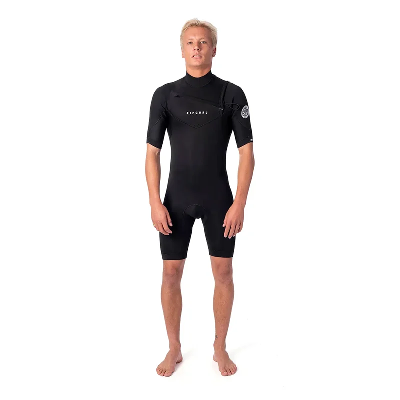 best surfboards for all-around use-Rip Curl Dawn Patrol 2mm Chest-Zip Men's S/S Springsuit Wetsuit