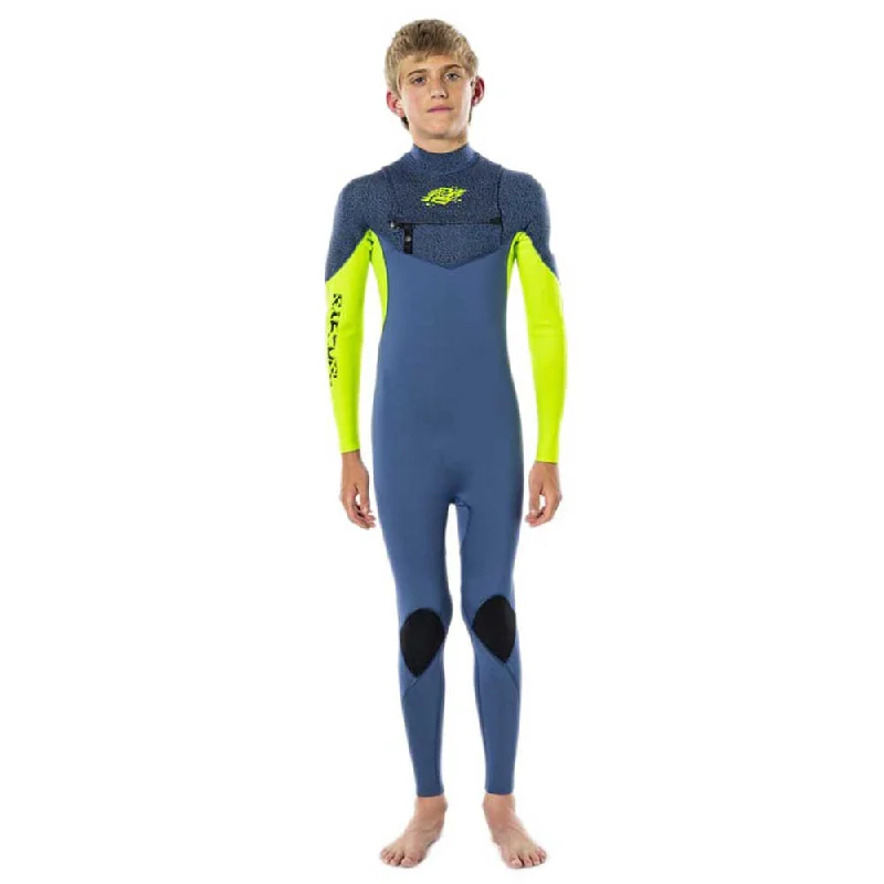 surfboards with extra hold in big waves-RIP CURL JNR DAWN PATROL PERFORMANCE 3/2MM CZ 2022 RETRO LIME/BLUE