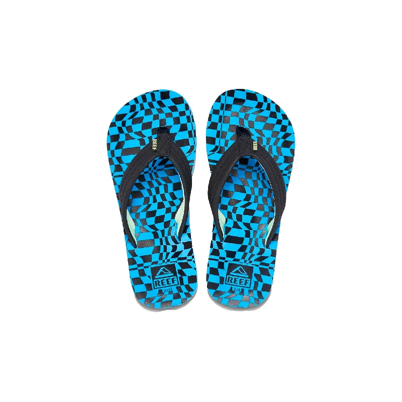 surfboards for responsive paddling-Reef Little Ahi Youth Boy's Sandals - Swell Checkers