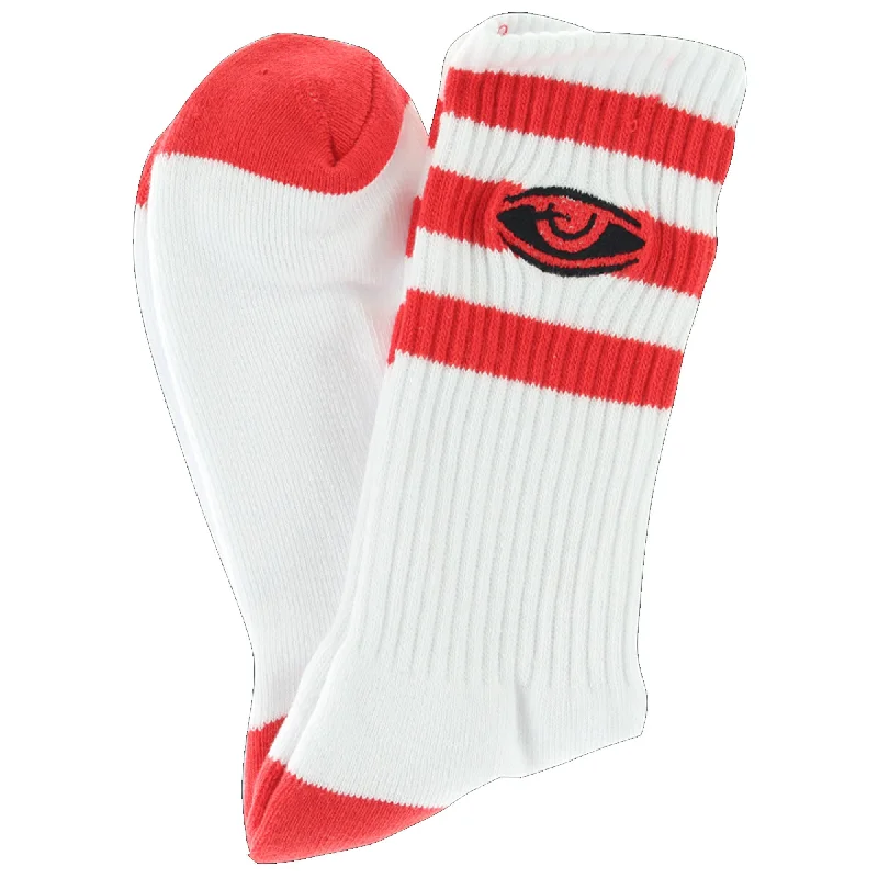 surfboards for fast, high-speed surfing-Toy Machine Watching Eye Crew Socks - White