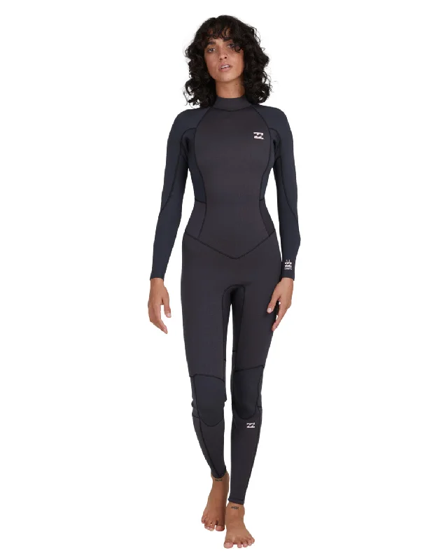 surfboards for deep bottom turns-Billabong Womens 3/2mm Launch B/Zip GBS Wetsuit - Sum22