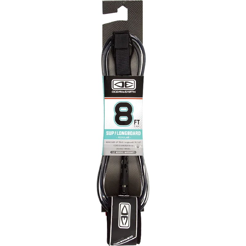 surfboards for better wave control-O&E Ocean & Earth Regular Sup/Lb Leash 8' Black