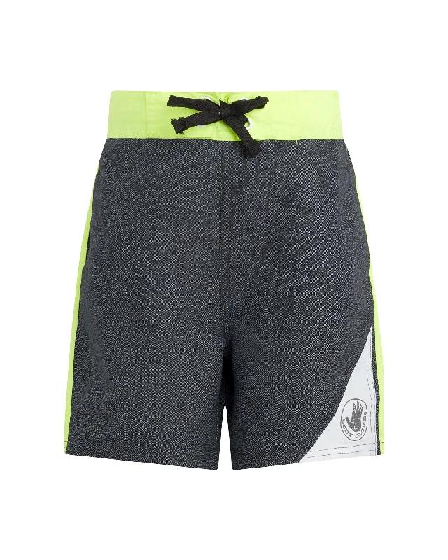 surfboards with soft-top construction for safety-Boys' Two-Tone Swim Shorts - Dark Grey & Green