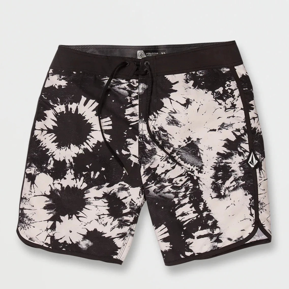 surfboards for deep-water waves-Volcom Mod Splatter Scallop 20" Mens Boardshorts - Black