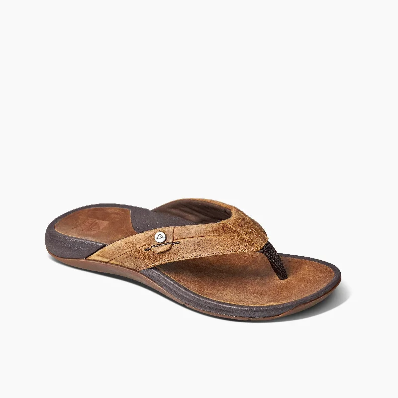 surfboards with great turning radius-Reef Pacific LE Leather Mens Sandal - Java Brown