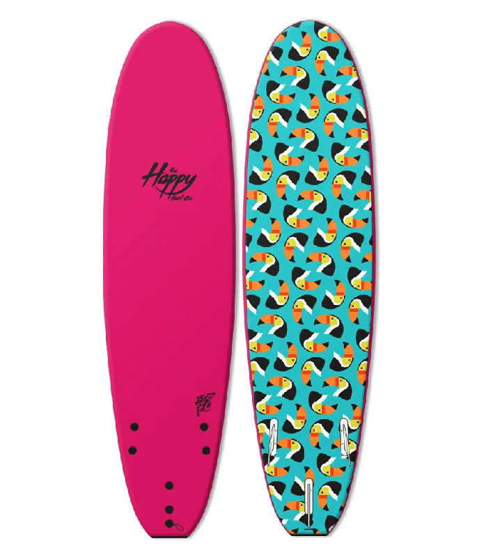 surfboards with better wave-catching ability-THE HAPPY SURF CO 7"0 TOUCAN PINK SURFBOARD