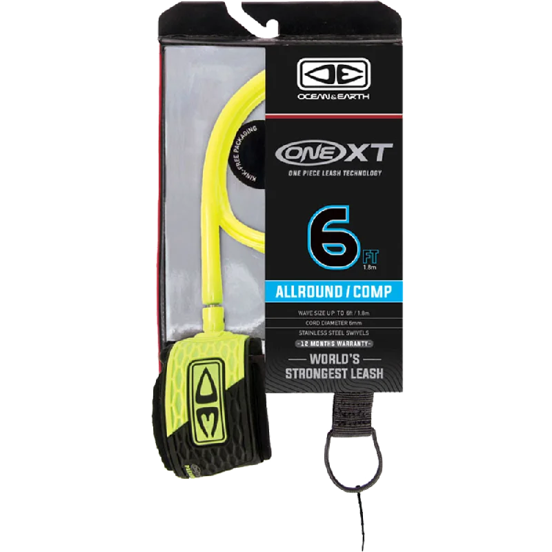 surfboards with enhanced grip for control-O&E Ocean & Earth One XT Allround Comp Leash 6' Yellow