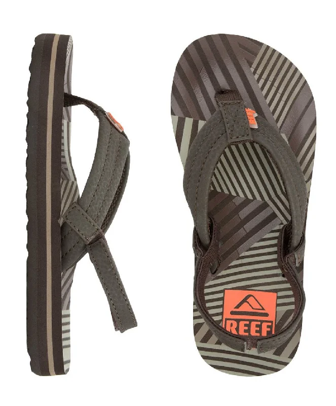 surfboards for heavy swells-Reef Kids AHI Sandals Brown Orange Disco Flip Flops